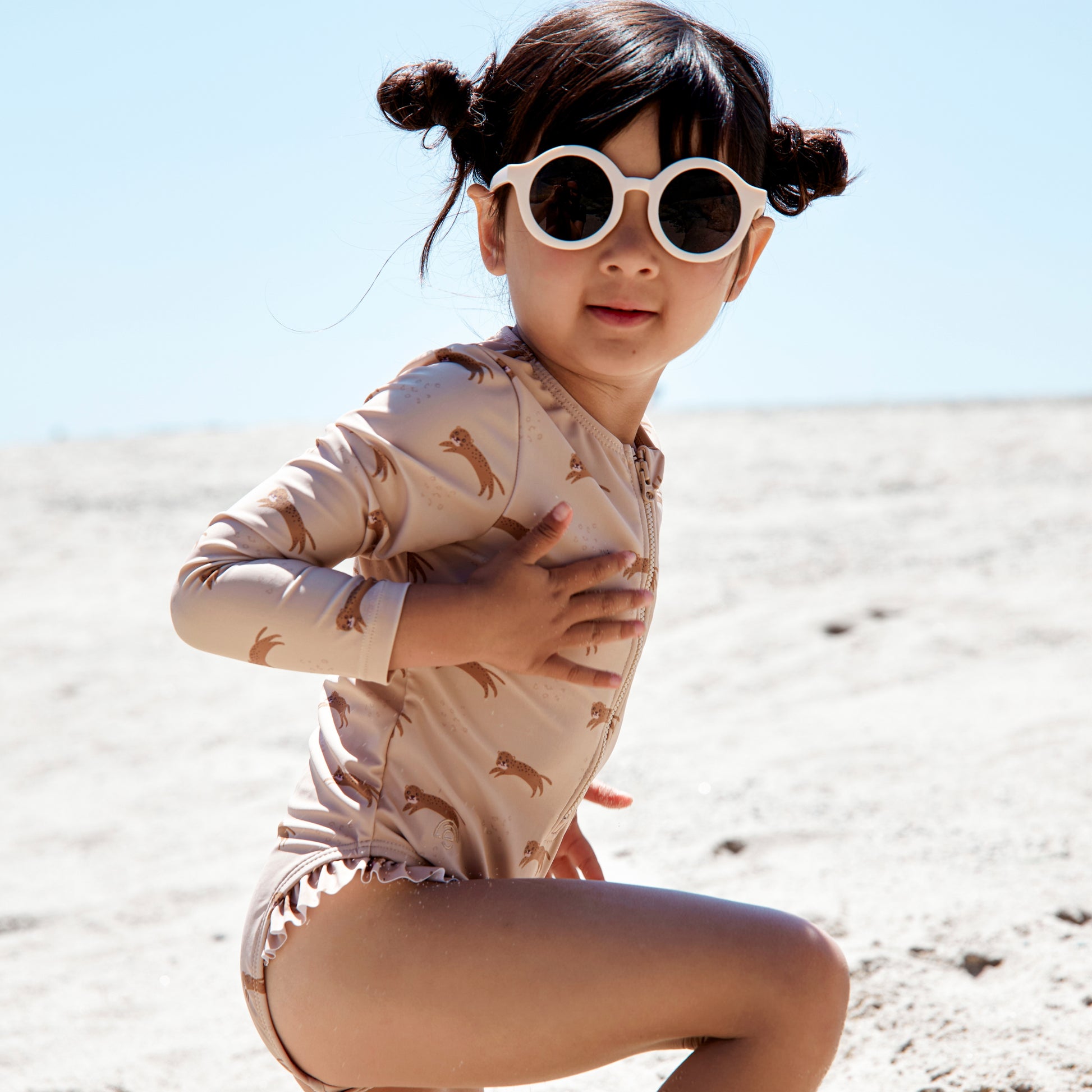 Roamer | Beige Meisjes UV Badpak met lange mouwen