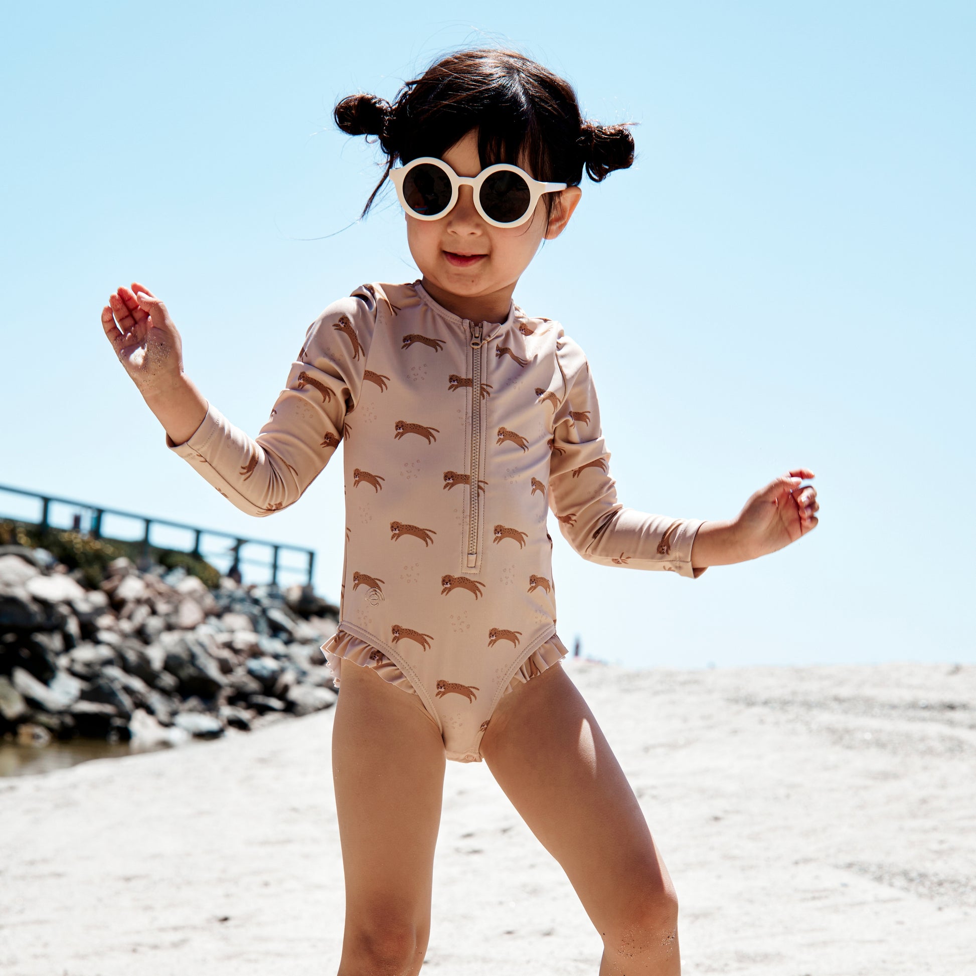 Roamer | Beige Meisjes UV Badpak met lange mouwen