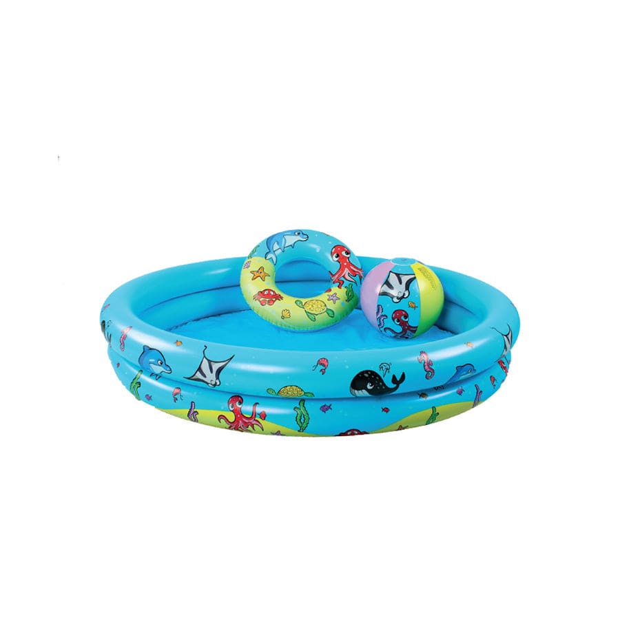 Mini Marine | Set piscina multicolore: piscina con pallone da spiaggia e anello per nuotare