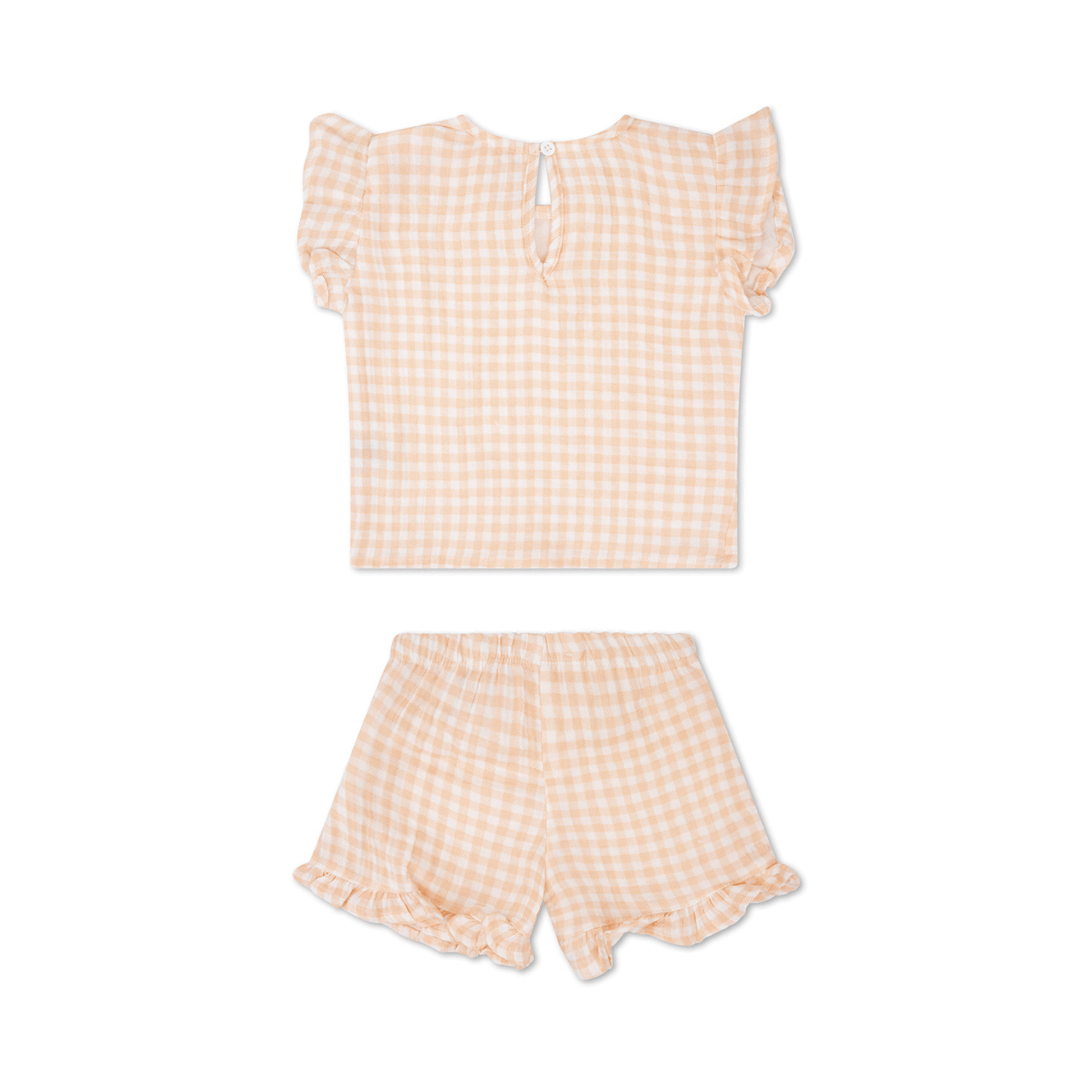 swim-essentials-sunset-grid-orange-white-girls-beachwear-set-muslin-wholesale-2