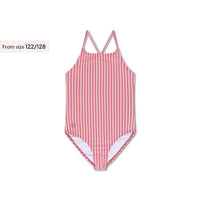 Boldlines | Costume da bagno UV da ragazza a righe bianche e rosse