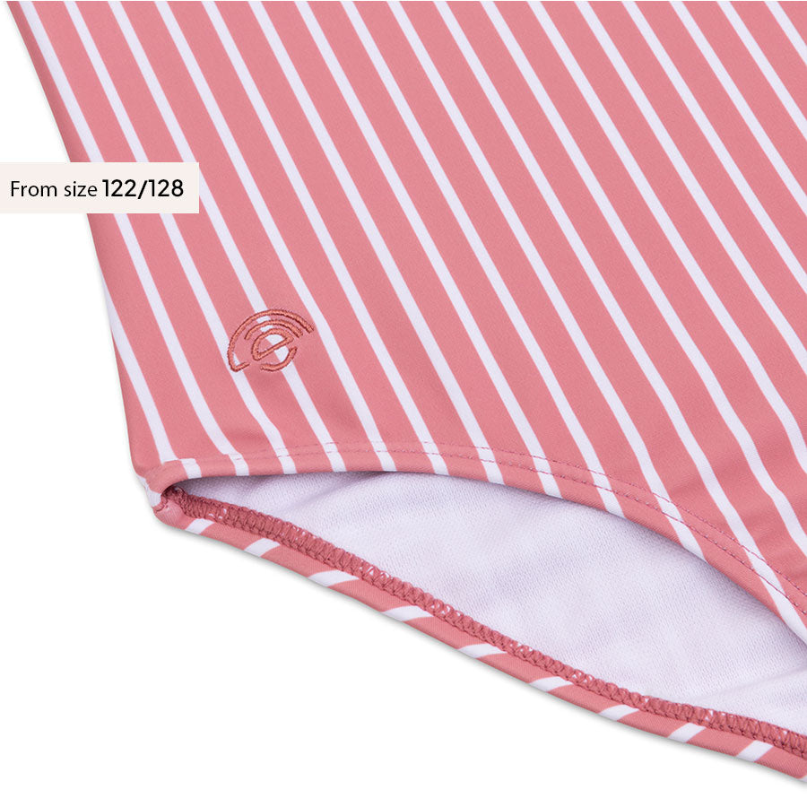 Boldlines | Costume da bagno UV da ragazza a righe bianche e rosse