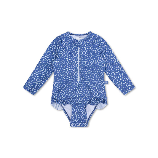 SE UV Long-sleeved Swimsuit Blue Panther Print