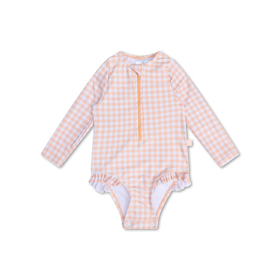 swim-essentials-wholesale-sunset-grid-orange-white-long-sleeve-uv-swimsuit-girls-1