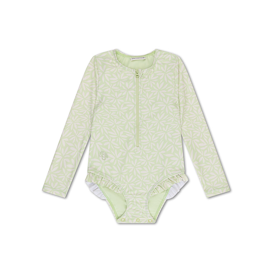 Matcha | Green Girls Swimsuit with Long Sleeves