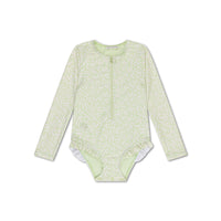 Matcha | Green Girls Swimsuit with Long Sleeves