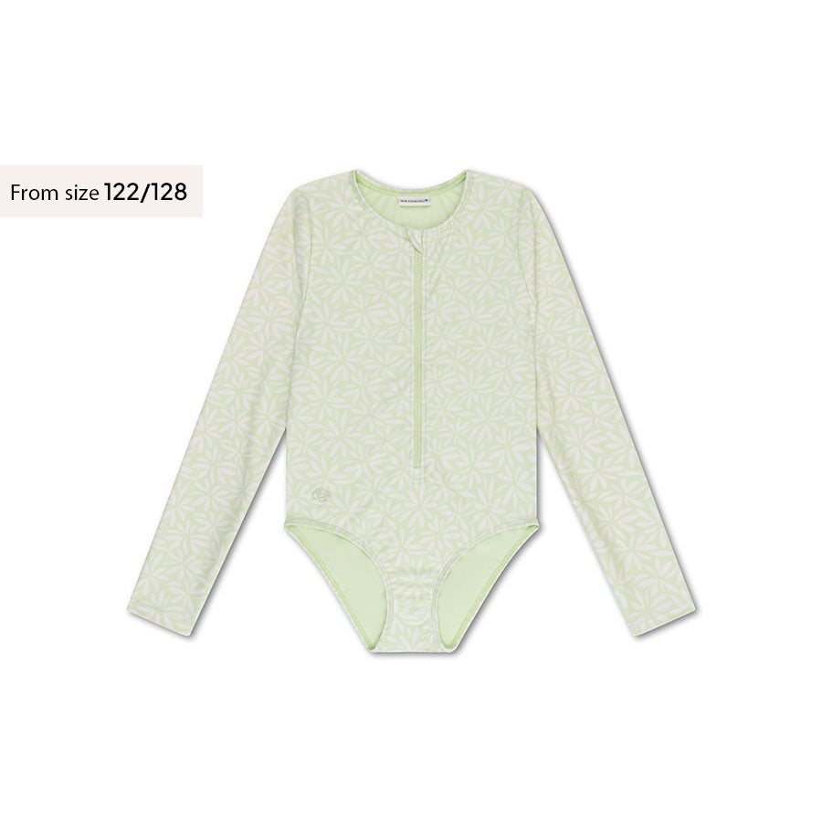 Matcha | Green Girls Swimsuit with Long Sleeves