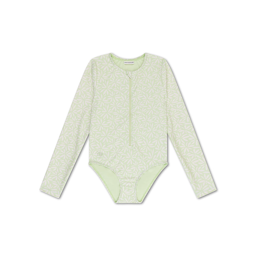 Matcha | Green Girls Swimsuit with Long Sleeves