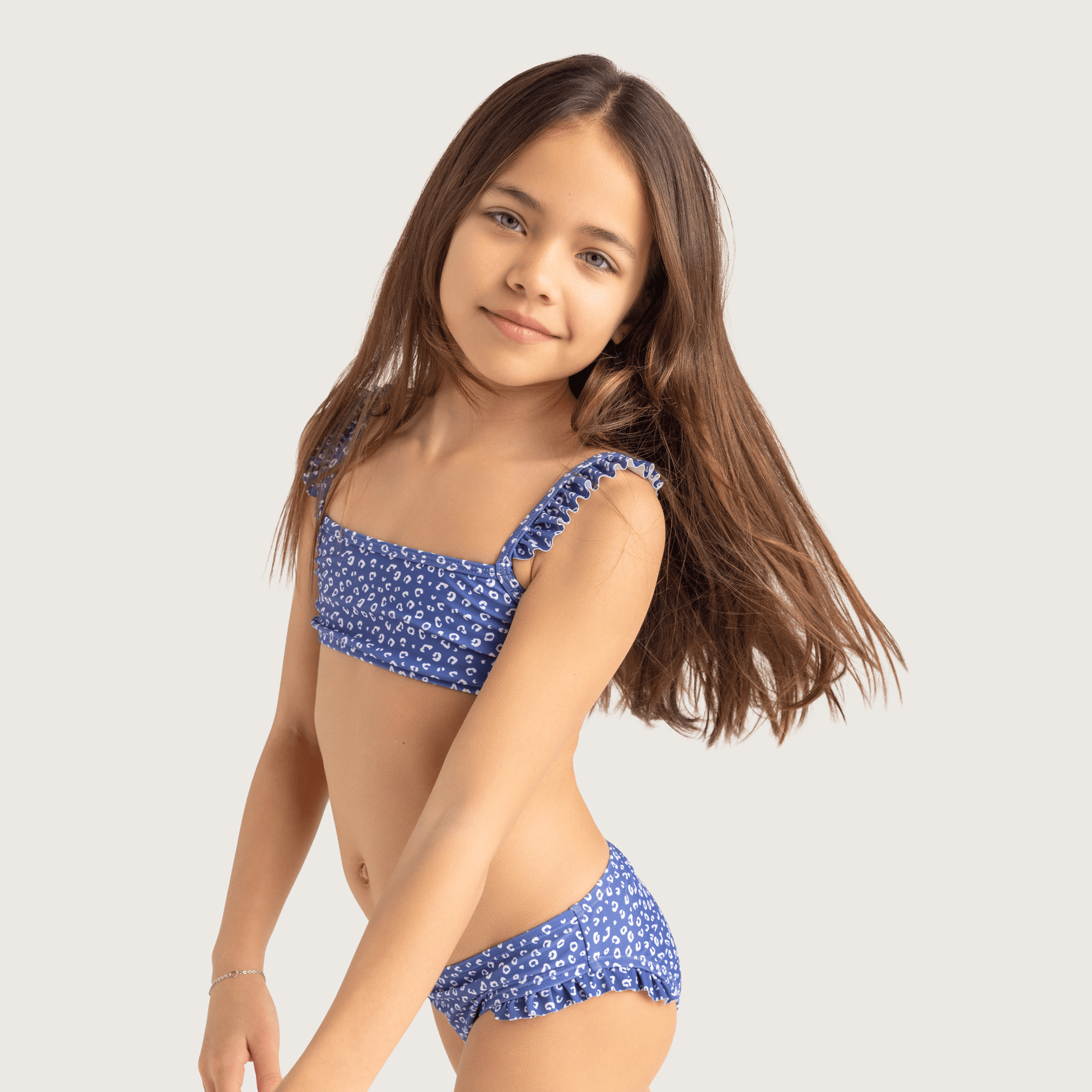 Leopard | Blauw Meisjes UV Bikini