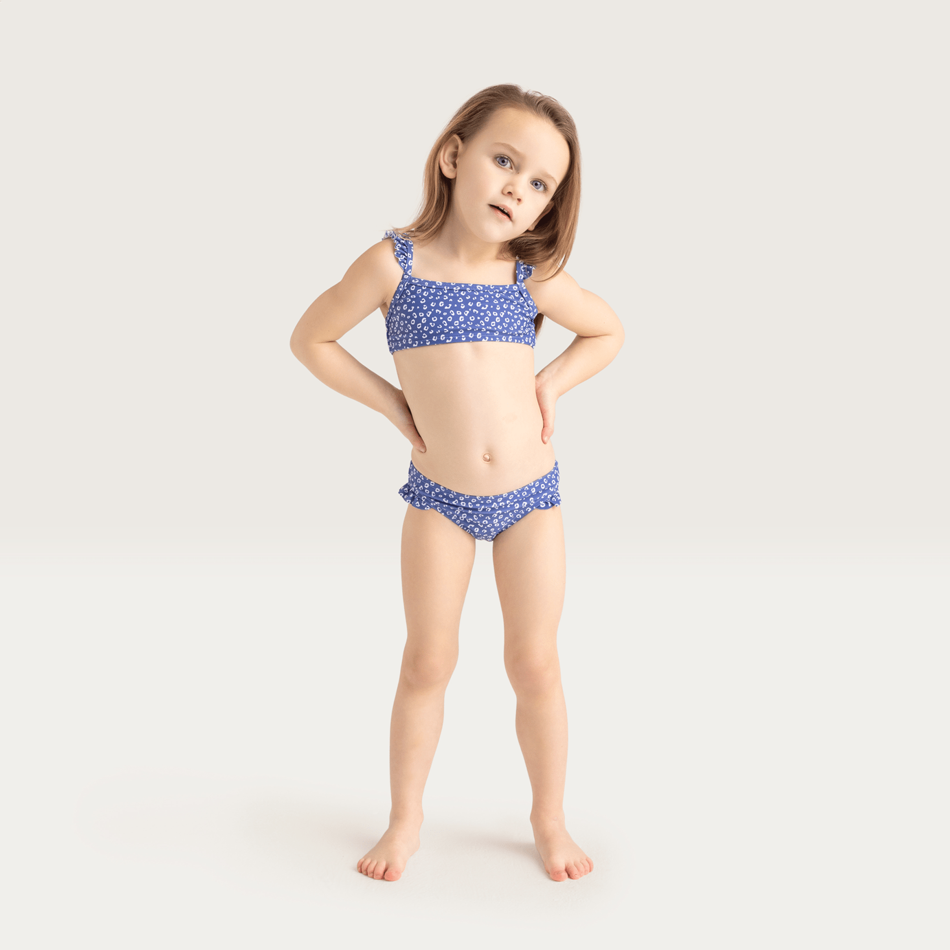Leopard | Blauw Meisjes UV Bikini