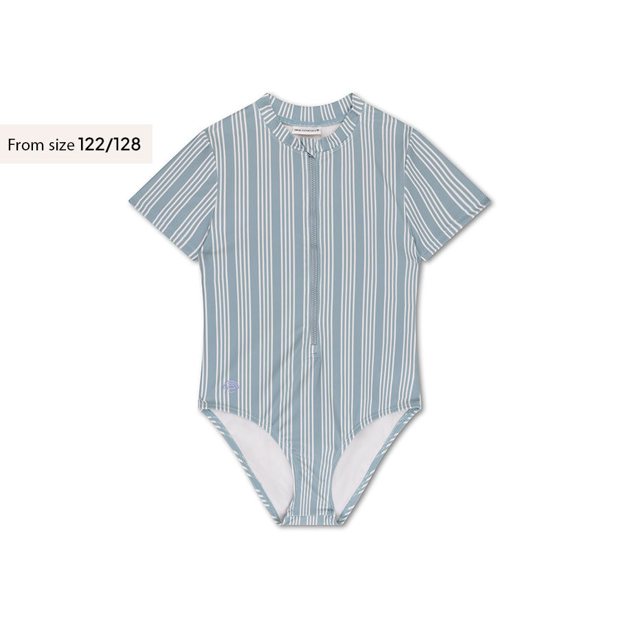 Resort Stripe | Green Striped Girls Swimsuit with Long Sleeves