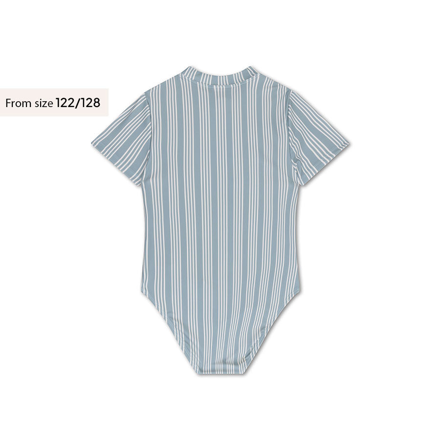 Resort Stripe | Green Striped Girls Swimsuit with Long Sleeves