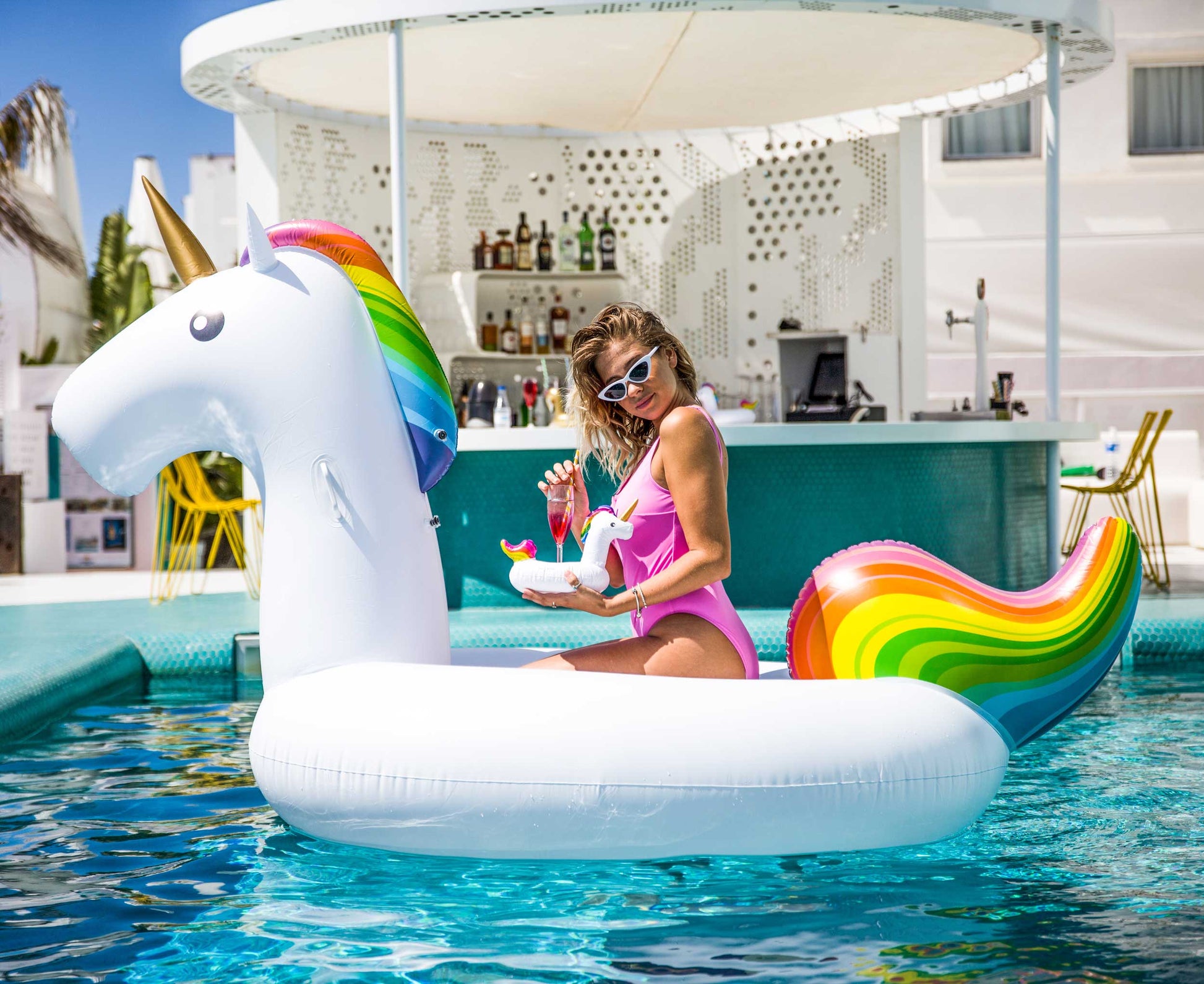 Dreamscape | Weiß Aufblasbarer Becherhalter Einhorn