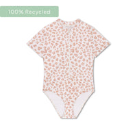 Leopardo | Bañador UV de manga larga beige para niña