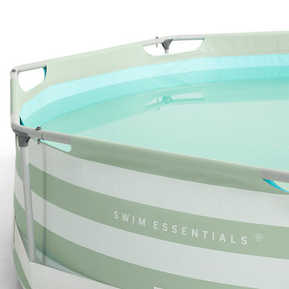 SE Frame Schwimmbad rund 305x76 cm Grün-weiß gestreift